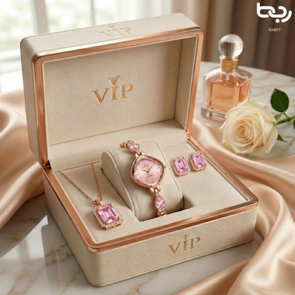 4Pcs Women’s Luxury Watch Jewelry Set – Water Resistant Quartz Watch For Girls.